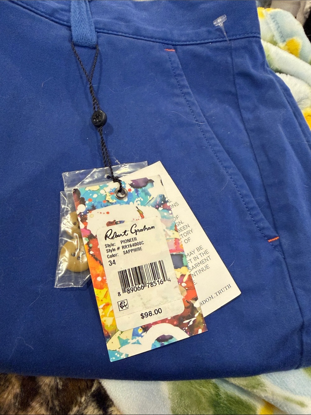 Robert Graham NWT Men’s Shorts Pioneer, Sapphire Blue Size 34